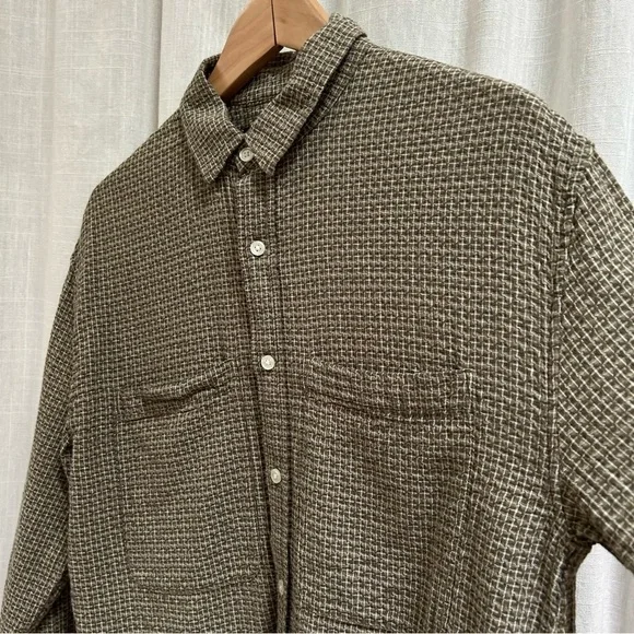 abercrombie long sleeve men's waffle button up olive green size small - Picture 10 of 16